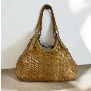 Cole Haan Woven Leather Weave Bag Triangle Shoulder Bag